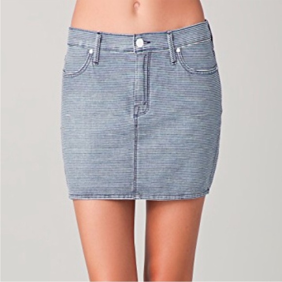 Mother Denim S.N.S Striped Jean On The Road Mini Skirt Size 27 - Picture 1 of 12